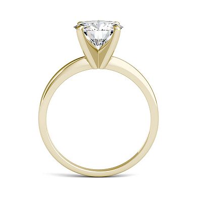 Charles & Colvard 14k Gold 1 7/8 Carat T.W. Lab-Created Moissanite Round Solitaire Engagement Ring