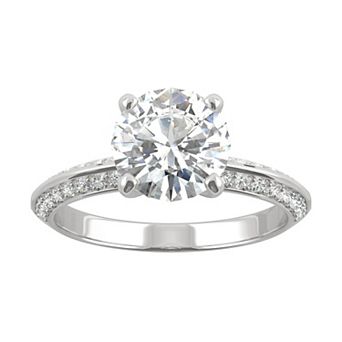 Charles & Colvard 14k White Gold 2 1/4 Carat T.W. Lab-Created Moissanite Round Knife Edge Engagement Ring