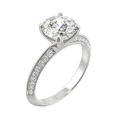 Charles & Colvard 14k White Gold 2 1/4 Carat T.W. Lab-Created Moissanite Round Knife Edge Engagement Ring