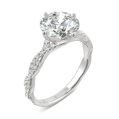 Charles & Colvard 14k White Gold 2 1/3 Carat T.W. Lab-Created Moissanite Round Pave Statement Ring