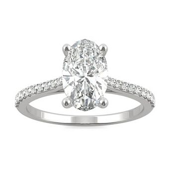 Charles & Colvard 14k White Gold 2 1/2 Carat T.W. Lab-Created Moissanite Elongated Oval Engagement Ring