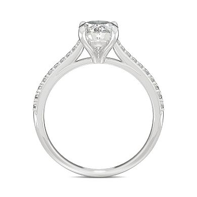 Charles & Colvard 14k White Gold 2 1/2 Carat T.W. Lab-Created Moissanite Elongated Oval Engagement Ring