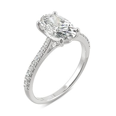 Charles & Colvard 14k White Gold 2 1/2 Carat T.W. Lab-Created Moissanite Elongated Oval Engagement Ring