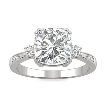 Charles & Colvard 14k White Gold 2 1/2 Carat T.W. Lab-Created Moissanite Cushion 7 Stone Engagement Ring