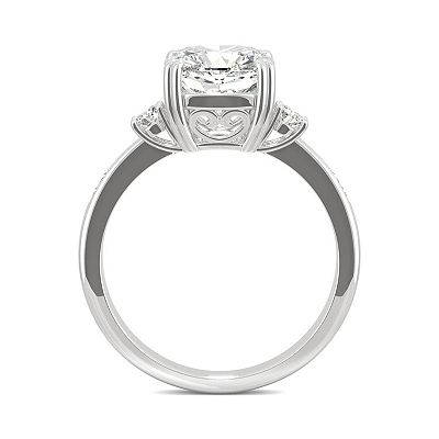 Charles & Colvard 14k White Gold 2 1/2 Carat T.W. Lab-Created Moissanite Cushion 7 Stone Engagement Ring