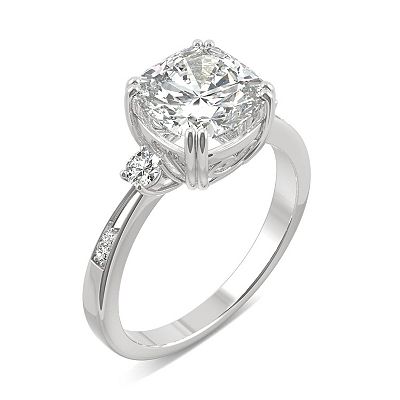 Charles & Colvard 14k White Gold 2 1/2 Carat T.W. Lab-Created Moissanite Cushion 7 Stone Engagement Ring