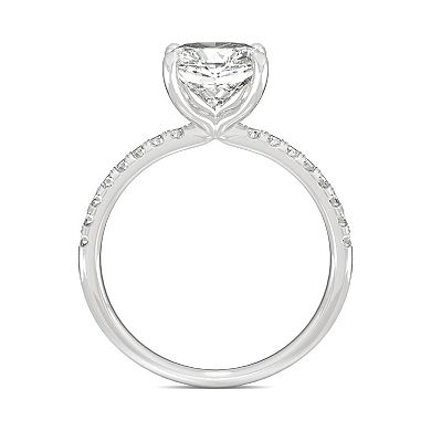 Charles & Colvard 14k White Gold 2 1/3 Carat T.W. Lab-Created Moissanite Cushion Basket Solitaire Ring