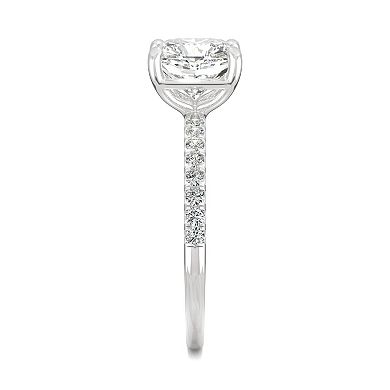 Charles & Colvard 14k White Gold 2 1/3 Carat T.W. Lab-Created Moissanite Cushion Basket Solitaire Ring