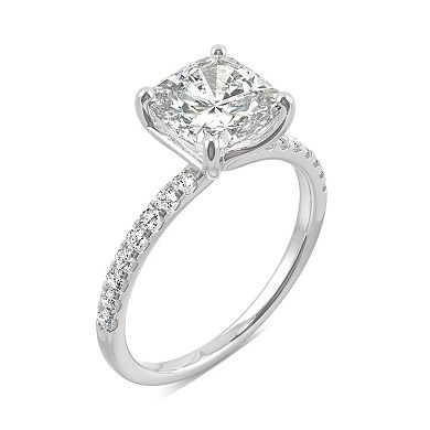 Charles & Colvard 14k White Gold 2 1/3 Carat T.W. Lab-Created Moissanite Cushion Basket Solitaire Ring