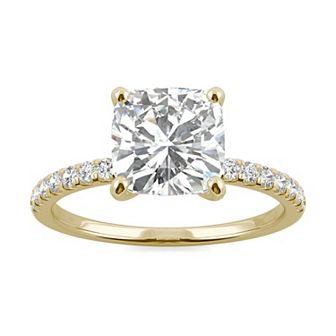 Charles & Colvard 14k Gold 2 1/3 Carat T.W. Lab-Created Moissanite Cushion Basket Solitaire Ring