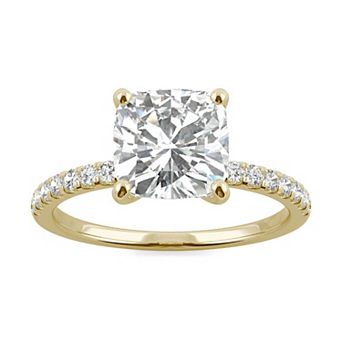 Charles & Colvard 14k Gold 2 1/3 Carat T.W. Lab-Created Moissanite Cushion Basket Solitaire Ring