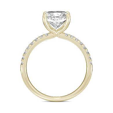 Charles & Colvard 14k Gold 2 1/3 Carat T.W. Lab-Created Moissanite Cushion Basket Solitaire Ring