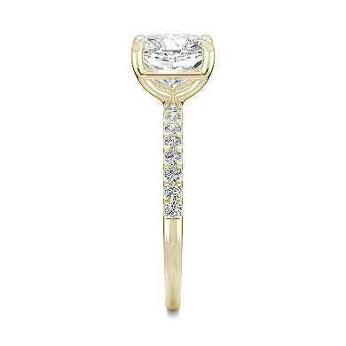 Charles & Colvard 14k Gold 2 1/3 Carat T.W. Lab-Created Moissanite Cushion Basket Solitaire Ring