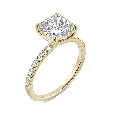 Charles & Colvard 14k Gold 2 1/3 Carat T.W. Lab-Created Moissanite Cushion Basket Solitaire Ring