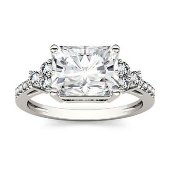 Charles & Colvard 14k White Gold 2 7/8 Carat T.W. Lab-Created Moissanite Radiant Engagement Ring