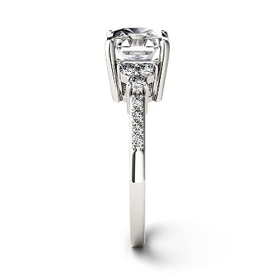 Charles & Colvard 14k White Gold 2 7/8 Carat T.W. Lab-Created Moissanite Radiant Engagement Ring