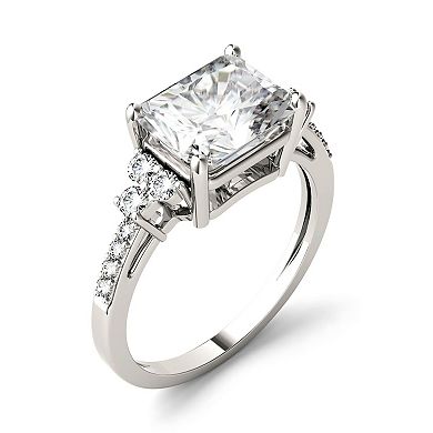 Charles & Colvard 14k White Gold 2 7/8 Carat T.W. Lab-Created Moissanite Radiant Engagement Ring