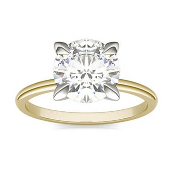 Charles & Colvard 14k Two-Toned Gold 2 1/5 Carat T.W. Lab-Created Moissanite Round Solitaire Ring