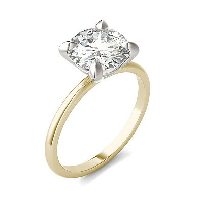 Charles & Colvard 14k Two-Toned Gold 2 1/5 Carat T.W. Lab-Created Moissanite Round Solitaire Ring