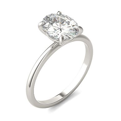 Charles & Colvard 14k White Gold 2 Carat T.W. Lab-Created Moissanite Oval Solitaire Ring