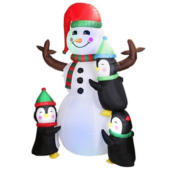 5.9FT Inflatable Snowman & Penguin Christmas Yard Decoration with LED Light & Air Blower