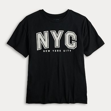 Juniors' "NYC" New York City Block Letters Graphic Tee