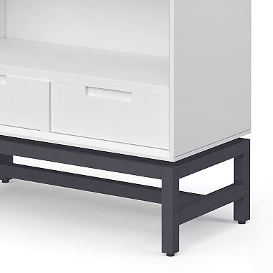 Simpli Home Banting Solid Hardwood Mid Century Bookcase