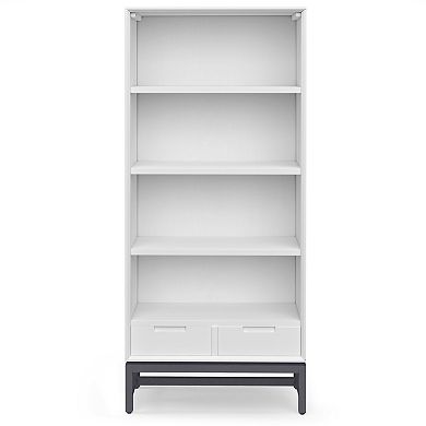 Simpli Home Banting Solid Hardwood Mid Century Bookcase