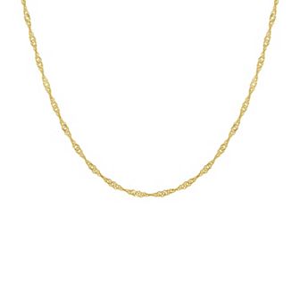 PRIMROSE 24k Gold Over Silver Singapore Chain Necklace