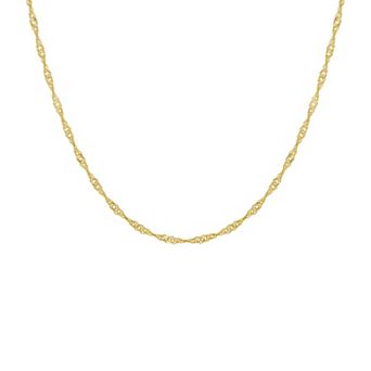 PRIMROSE 24k Gold Over Silver Singapore Chain Necklace