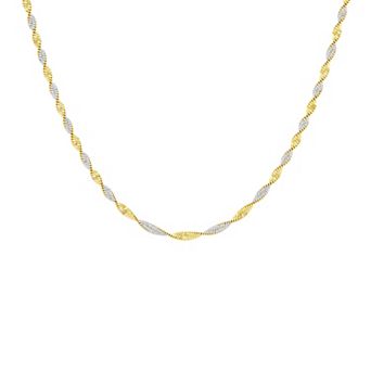 PRIMROSE Two Tone 24k Gold Over Silver Twisted Butterfly Chain Necklace