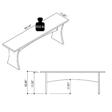 Manhattan Comfort Coney Mid-Century Modern Dining Bench - Set of 2