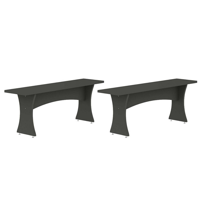 Manhattan Comfort Coney Mid-Century Modern Dining Bench - Set of 2, Gray