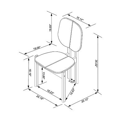 Manhattan Comfort Gales Mid-Century Modern Dining Chair with Solid Wood Legs - Set of 4