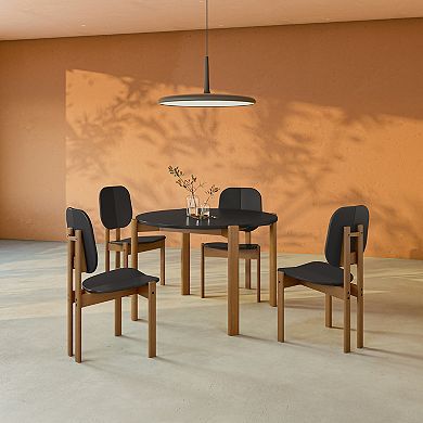 Manhattan Comfort Gales Mid-Century Modern Dining Chair with Solid Wood Legs - Set of 4