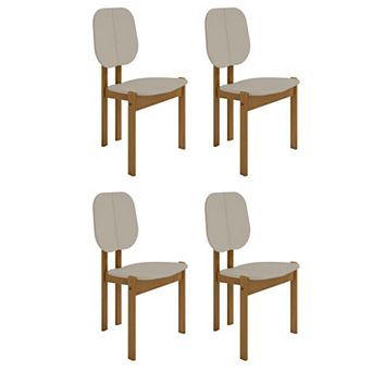 Manhattan Comfort Gales Mid-Century Modern Dining Chair with Solid Wood Legs - Set of 4