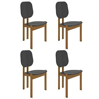 Manhattan Comfort Gales Mid-Century Modern Dining Chair with Solid Wood Legs - Set of 4