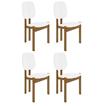 Manhattan Comfort Gales Mid-Century Modern Dining Chair with Solid Wood Legs - Set of 4