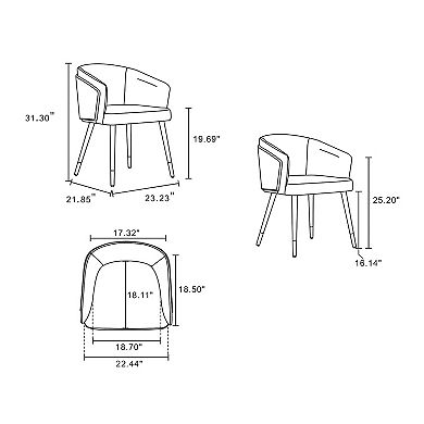 MANHATTAN COMFORT 2-Piece Reeva Modern Faux Leather Upholstered Dining Chair Set