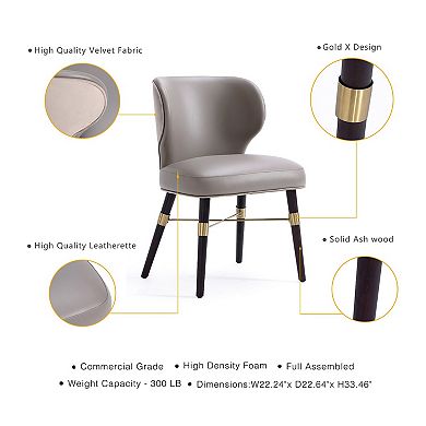 MANHATTAN COMFORT Strine Modern Velvet and Faux Leather Upholstered Dining Chair