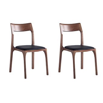 MANHATTAN COMFORT 2 pc Moderno Modern Stackable Faux Leather Upholstered Dining Chair Set