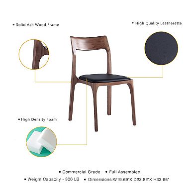 MANHATTAN COMFORT 2-Piece Moderno Modern Stackable Faux Leather Upholstered Dining Chair Set