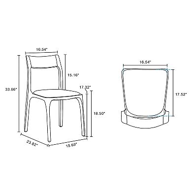 MANHATTAN COMFORT 2-Piece Moderno Modern Stackable Faux Leather Upholstered Dining Chair Set