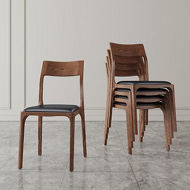 MANHATTAN COMFORT 2-Piece Moderno Modern Stackable Faux Leather Upholstered Dining Chair Set