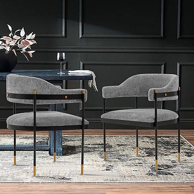 MANHATTAN COMFORT Lia Modern Chenille Upholstered Dining Armchair