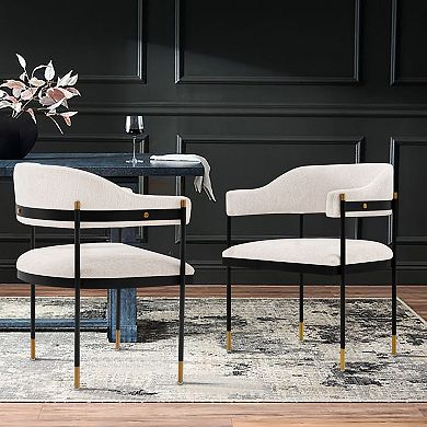 MANHATTAN COMFORT Lia Modern Chenille Upholstered Dining Armchair