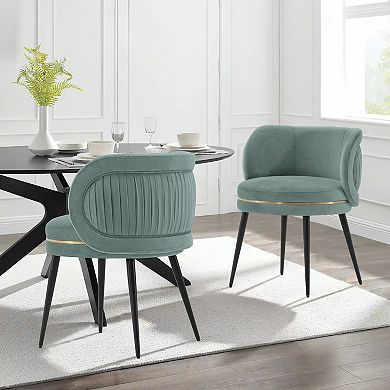 MANHATTAN COMFORT Kaya Modern Pleated Velvet Upholstered Dining Chair 2-piece Set