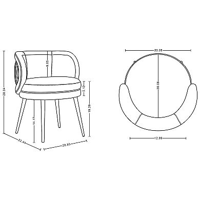 MANHATTAN COMFORT Kaya Modern Pleated Velvet Upholstered Dining Chair 2-piece Set