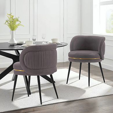 MANHATTAN COMFORT Kaya Modern Pleated Velvet Upholstered Dining Chair 2-piece Set