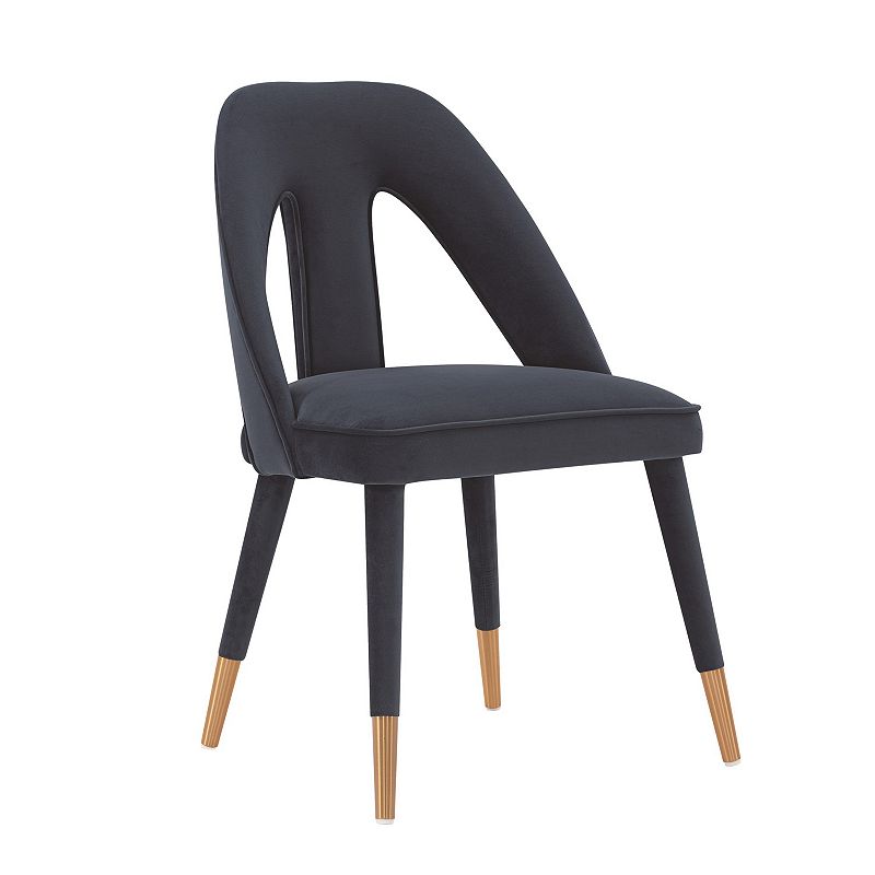 MANHATTAN COMFORT Neda Modern Velvet Upholstered Dining Chair, Black Blue
